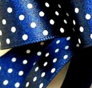 Berisfords Micro Polka Dot Spotty Ribbon 25mm - Navy Blue