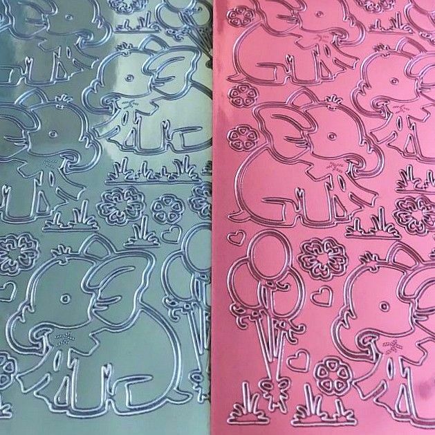 Baby Elephant Pink/Blue Peel Off Sticker Sheet