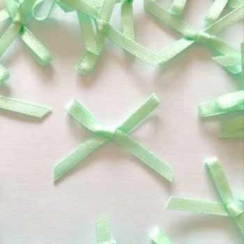 Mini Satin Fabric 3mm Ribbon Bows - Mint Green