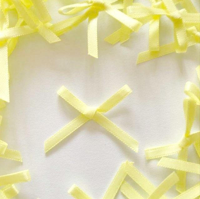 Mini Satin Fabric 3mm Ribbon Bows - Yellow