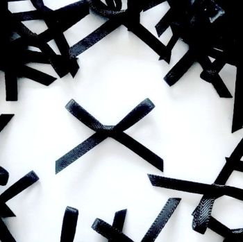 Mini Satin Fabric 3mm Ribbon Bows - Black