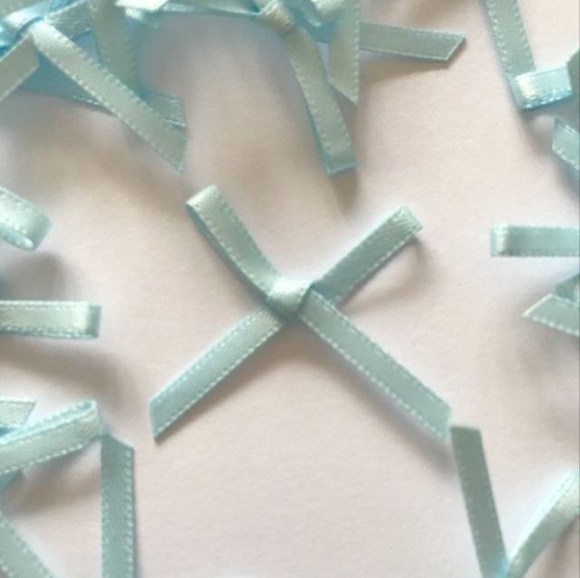 Mini Satin Fabric 3mm Ribbon Bows - Light Blue
