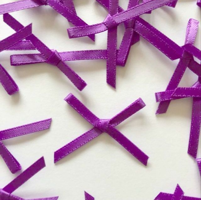 Mini Satin Fabric 3mm Ribbon Bows - Purple