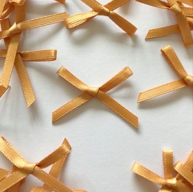Mini Satin Fabric 3mm Ribbon Bows - Antique Gold