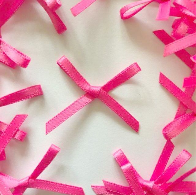 Mini Satin Fabric 3mm Ribbon Bows - Cerise Pink