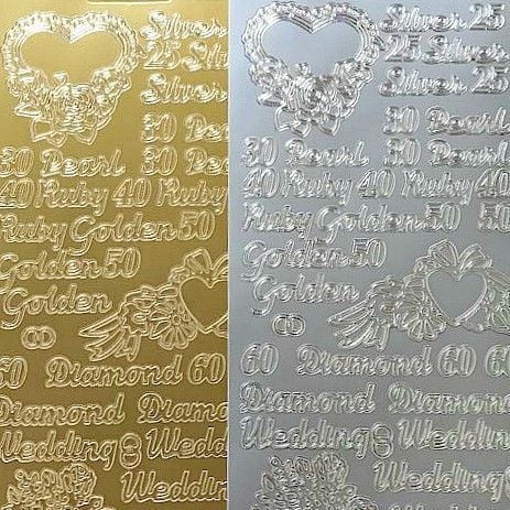 Assorted Anniversary Greetings - Silver, Pearl, Ruby, Golden, Diamond Peel