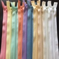 Bundle of 10 Nylon Autolock Zips, Closed End - Pastel Colours