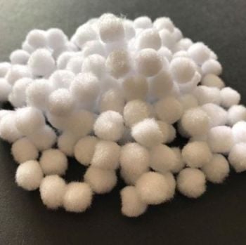 White 10mm Small Pom Poms - Snowballs