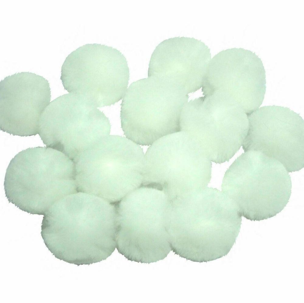 White 25mm Soft Fluffy Pom Poms