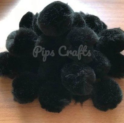 Soft Fluffy 25mm Pom Poms - Black