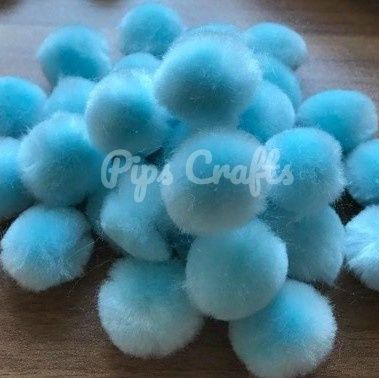 Soft Fluffy 25mm Pom Poms - Baby Blue