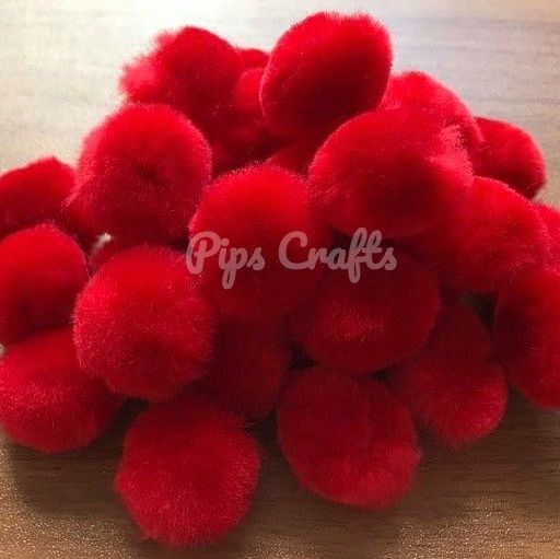 Soft Fluffy 25mm Pom Poms - Red