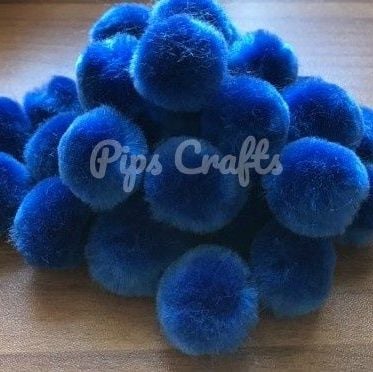 Soft Fluffy 25mm Pom Poms - Royal Blue