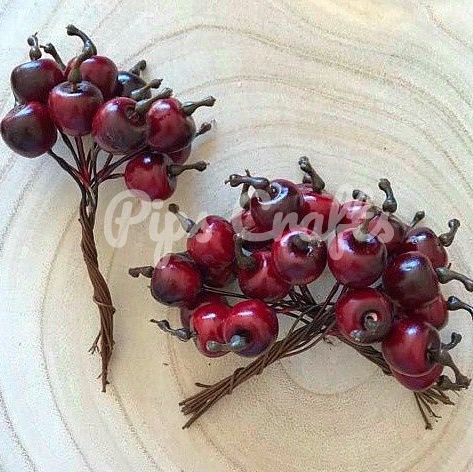Red Apples On A Wire Stem