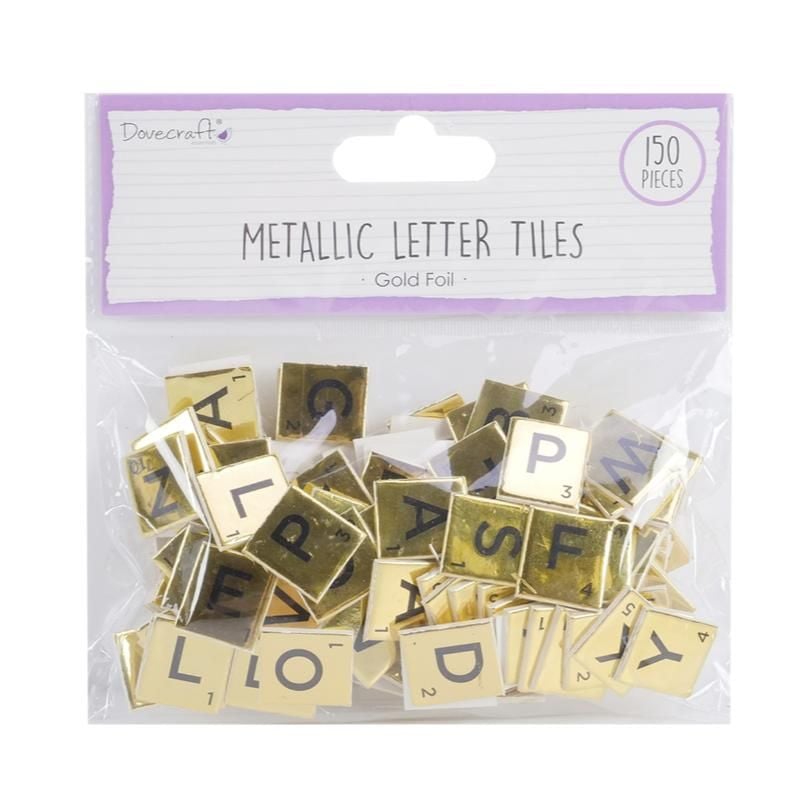 150 Self Adhesive Scrabble Letter Tiles - Gold