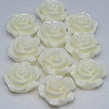 Resin Roses Flat Back Cabochons - 14mm & 20mm Bridal White
