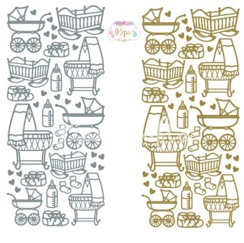 New Baby Peel Off Sticker Sheet, Prams, Cots & Bootees