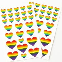 Multi Colour Rainbow Hearts Self Adhesive Stickers