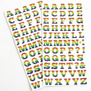 Multi Colour Rainbow Alphabet Self Adhesive Stickers