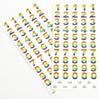 Multi Colour Rainbow Numbers Self Adhesive Stickers
