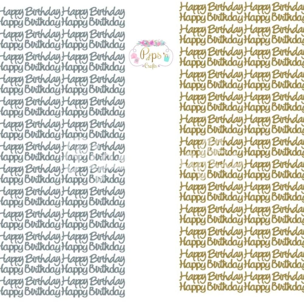 Small Happy Birthday Peel Off Sticker Sheet