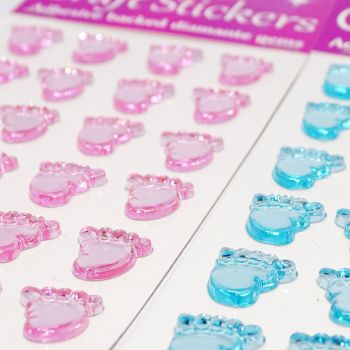 Diamante Baby Feet  Stickers - Pink