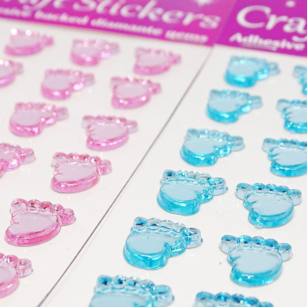 Diamante Baby Feet Stickers - Blue
