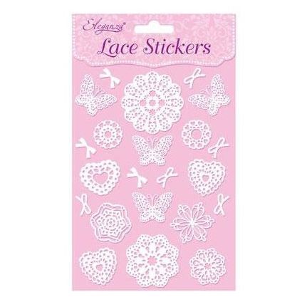 Eleganza White Lace Stickers  -Doilies Butterflies & Bows (03)