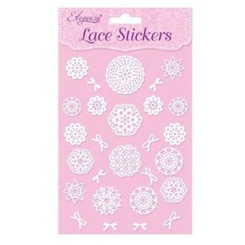 Eleganza White Lace Stickers  -Doilies & Bows (04)