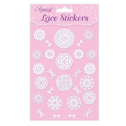 Eleganza White Lace Stickers -Doilies & Bows (04)