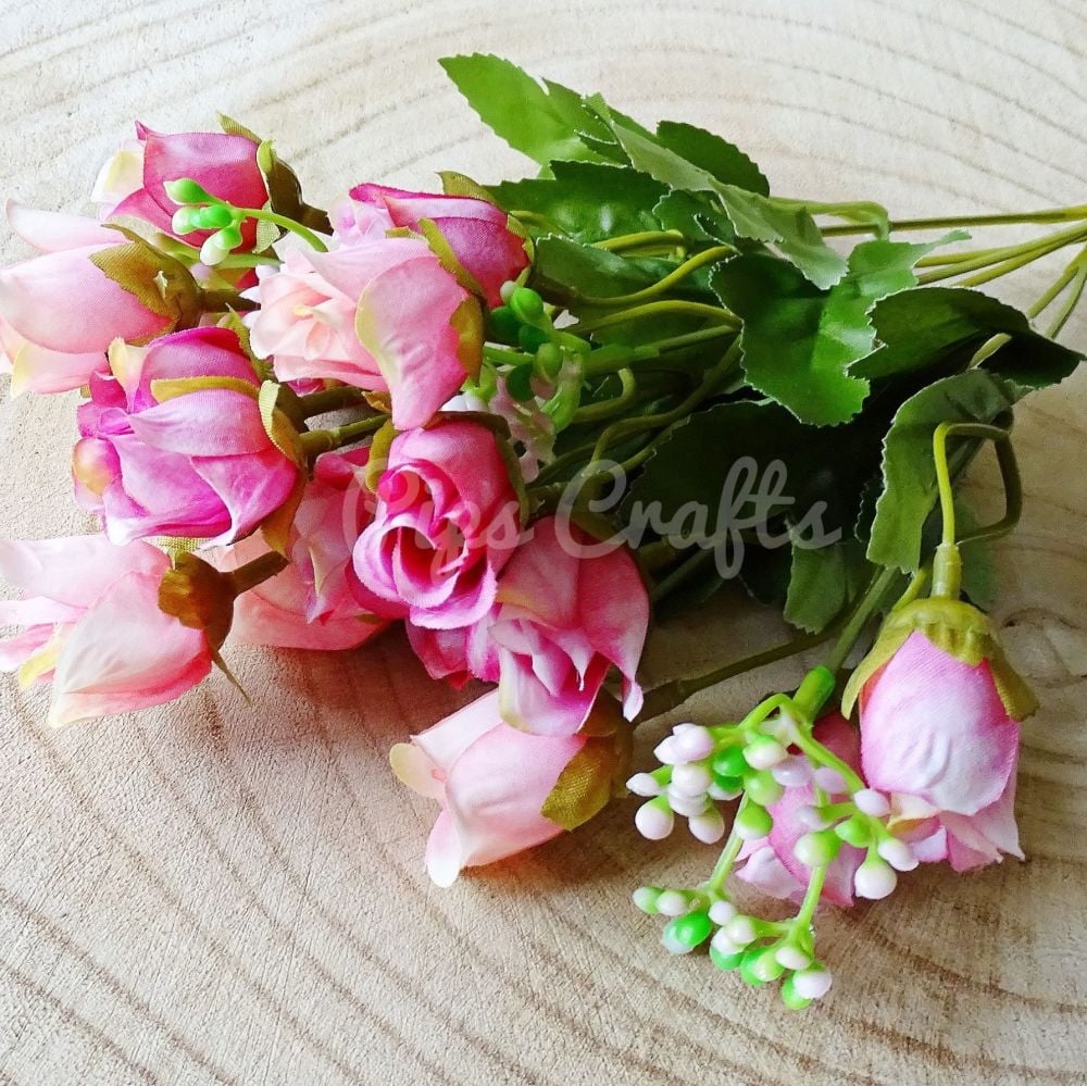 Beautiful Artificial Bunch of Roses 18 Heads  - Pink
