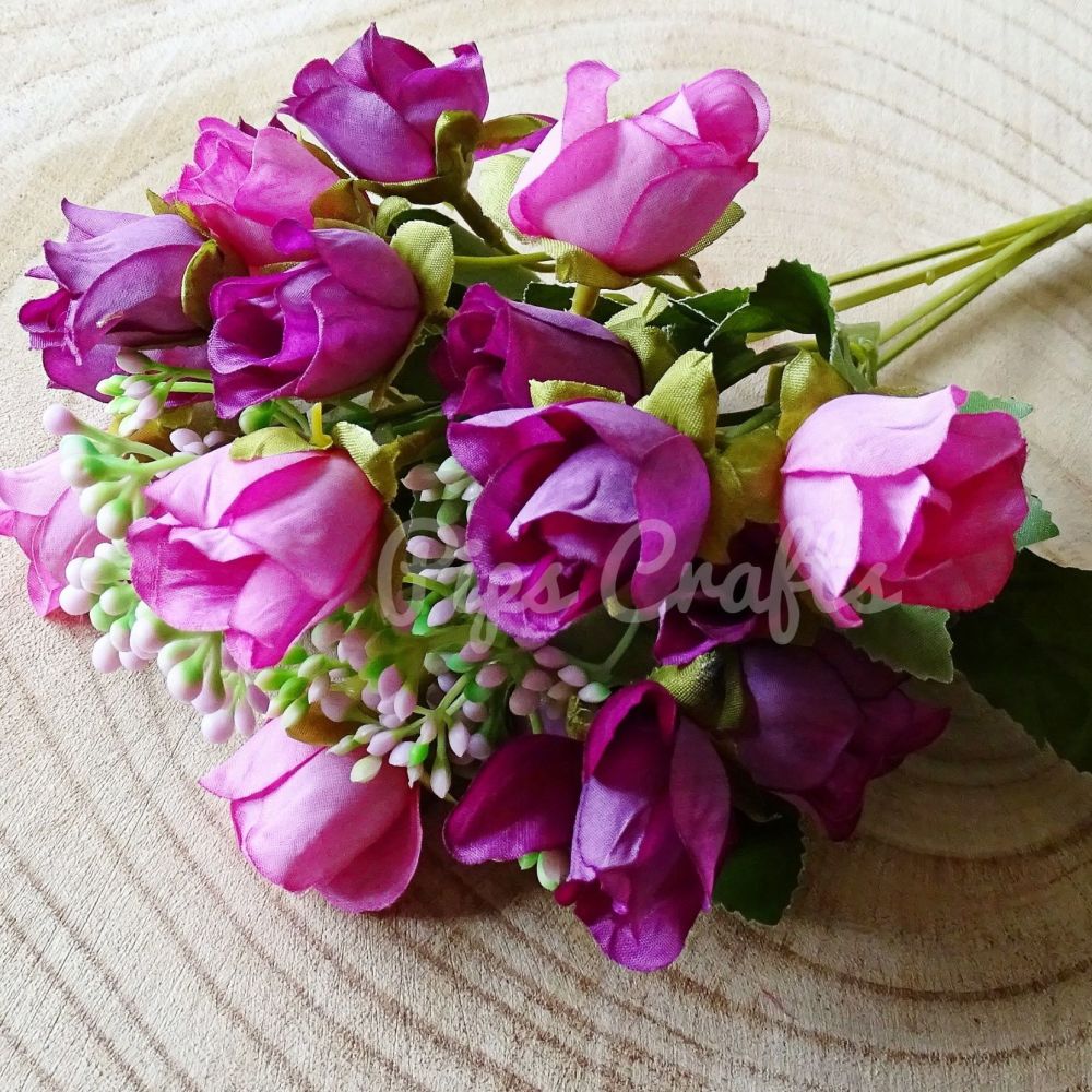 Beautiful Artificial Bunch of Roses 18 Heads  - Pink/Purple