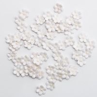 Mini Glitter Paper Flowers - White