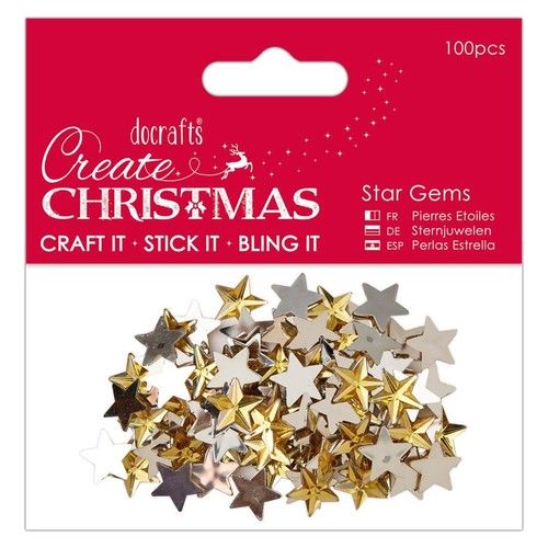 100 Gold Acrylic Star Gems Flatback - 15mm