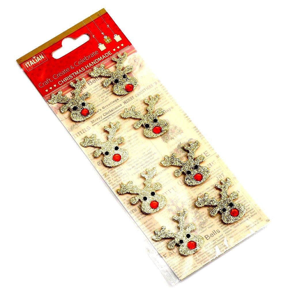 3D Self Adhesive Christmas Glitter Stickers - Reindeers
