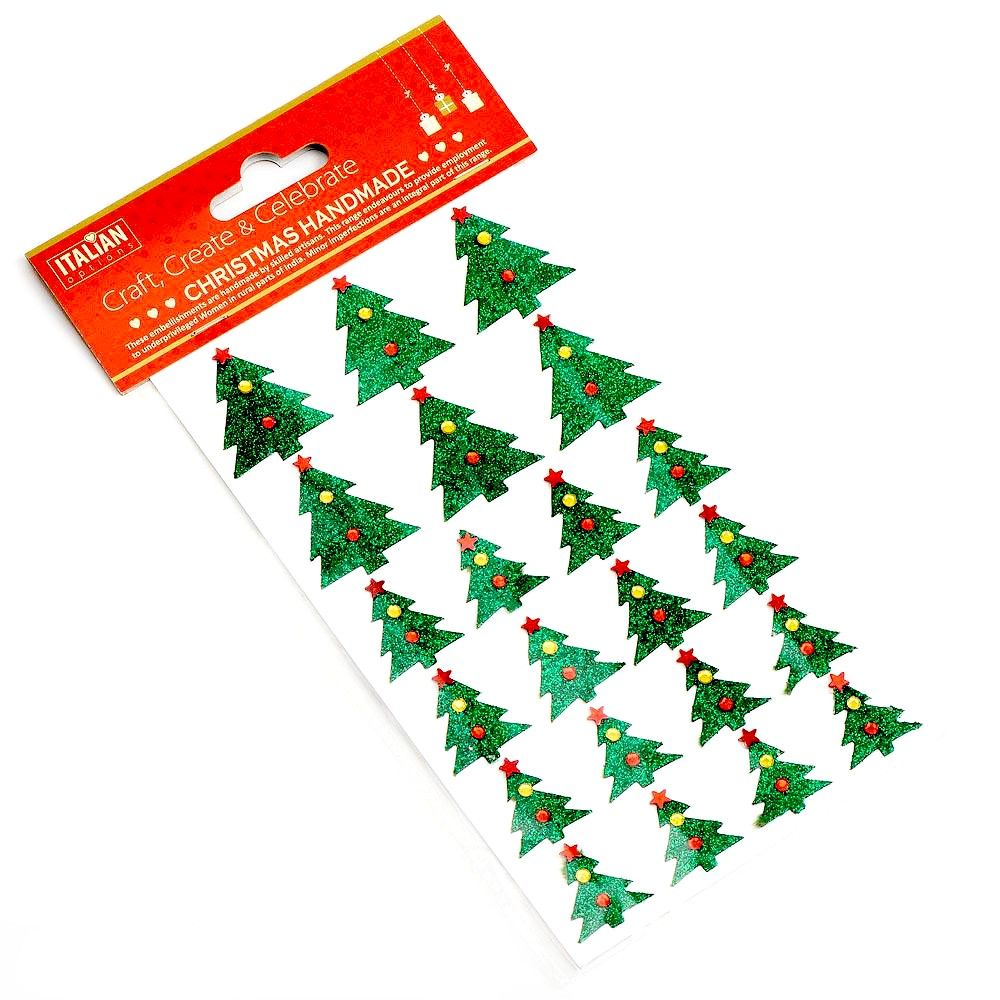 Self Adhesive Christmas Glitter Stickers - Christmas Trees
