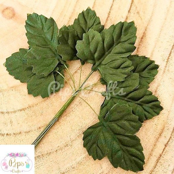 Beautiful Green Satin Silk Sycamore Leaves on Stem - 45mm