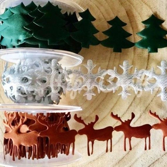 Jumbo Christmas Trees Padded Ribbon Trim 45mm