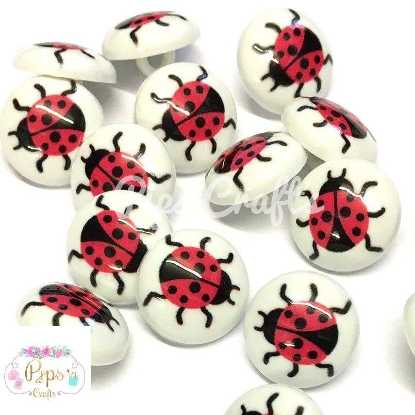 New Cute Ladybird Buttons - 15mm