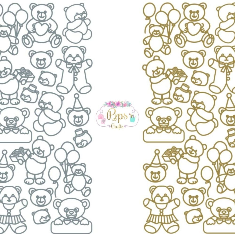 Teddy Bears Peel Off Sticker Sheet