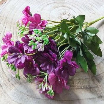 Beautiful Artificial Hydrangea Flowers - Purple/Cerise