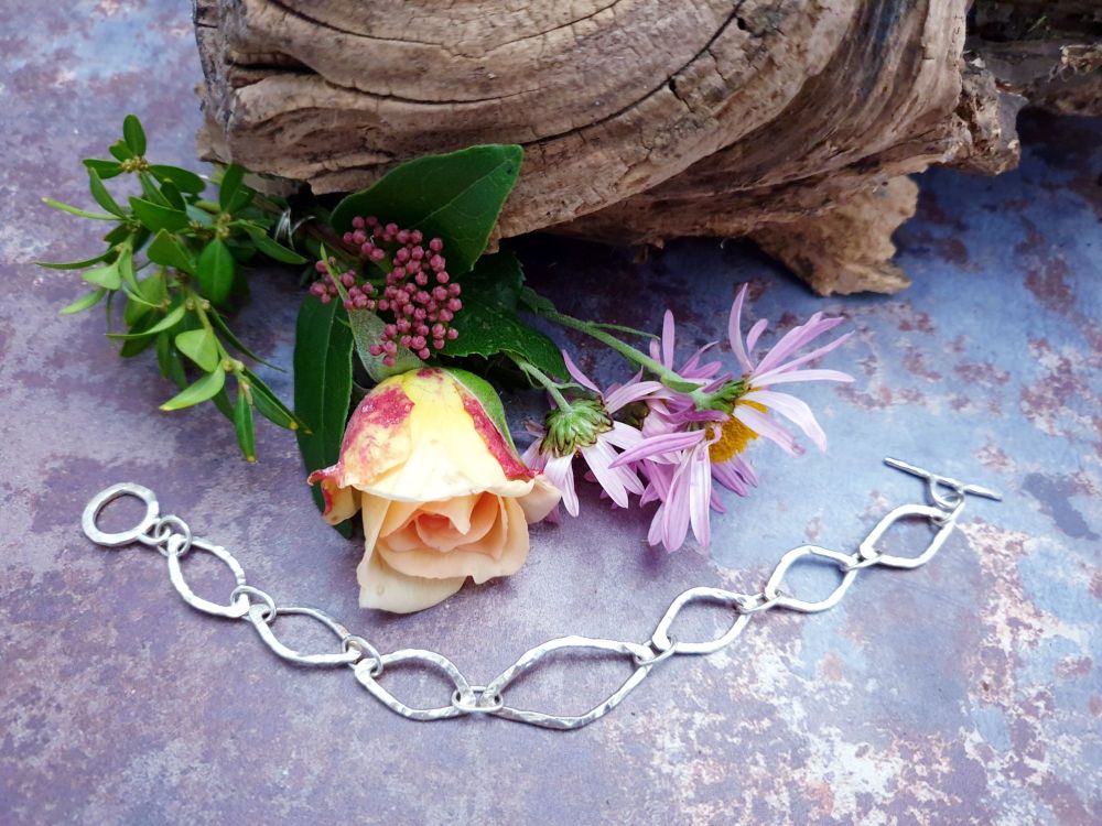 Sterling Silver Leaf Chain Bracelet