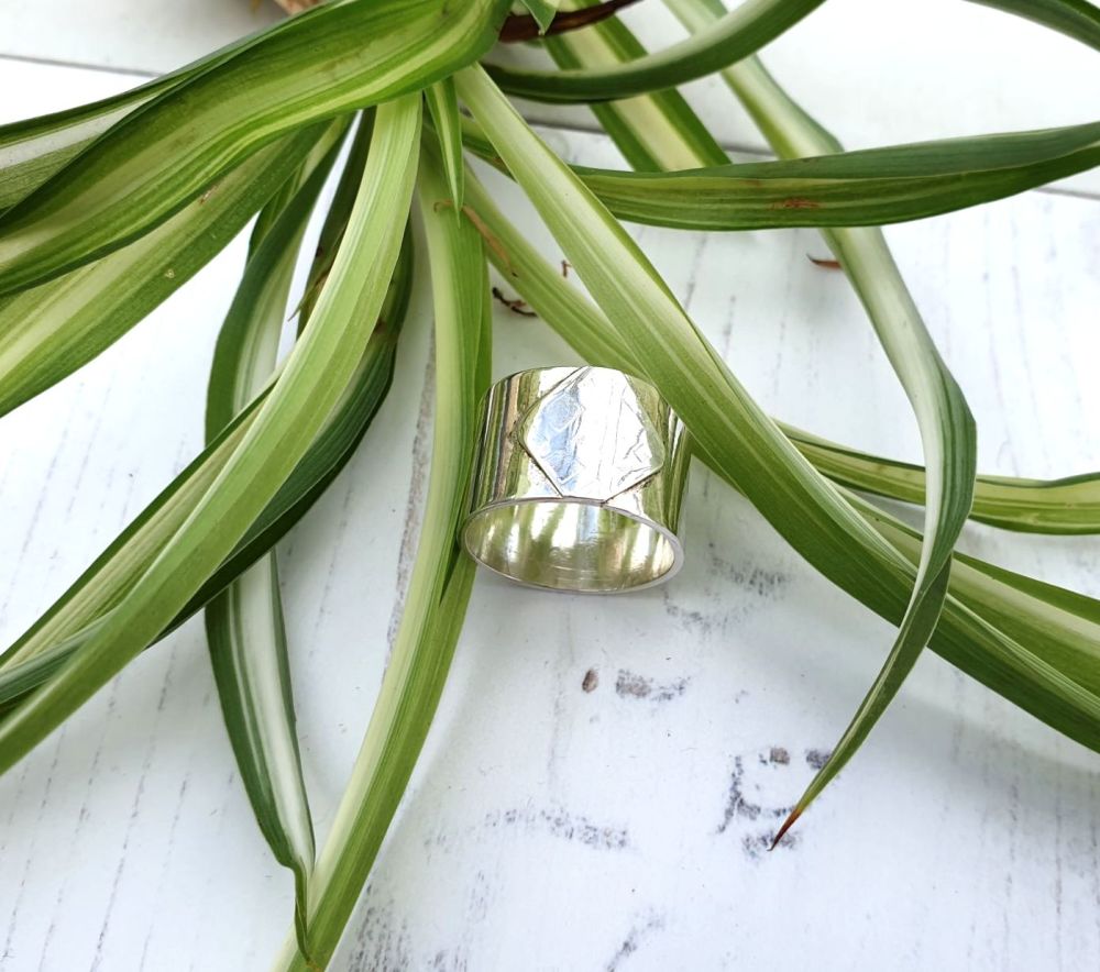 Chunky Silver Printed Ring UK Size P