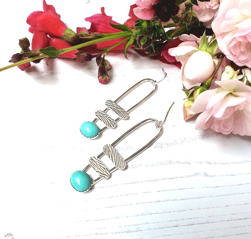 Quirky Long Turquoise Ladder Earrings