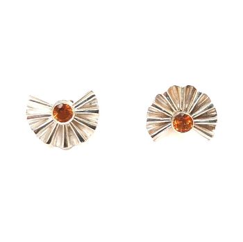 Art Deco Fan Stud Earrings  ( Small) -  Block D Citrines