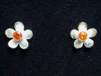 Sweet Little Buttercup Silver & Fire Opal Stud Earrings