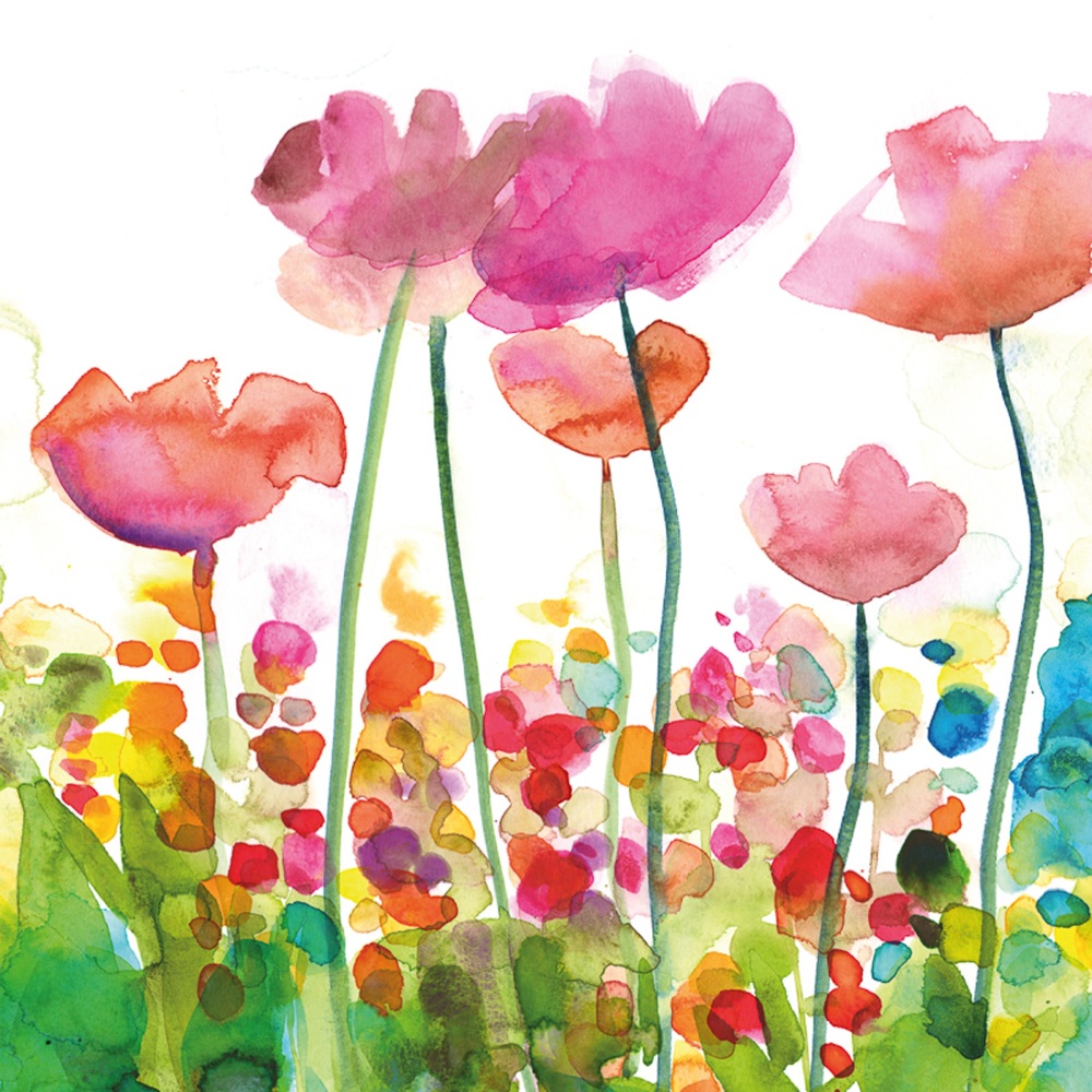 Pink Poppies Greetings Card