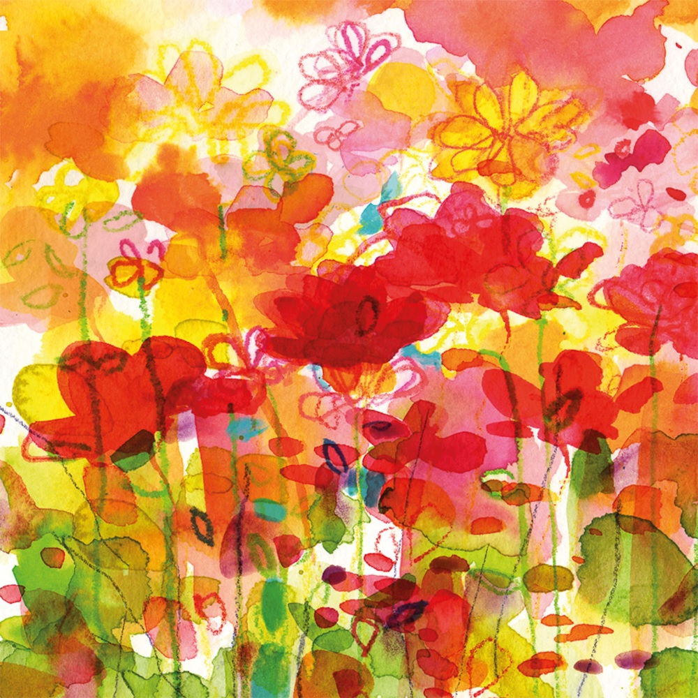 Hot Summer flowers Greetings Card