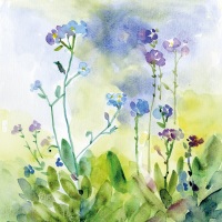 Woodland Forget-me-nots Greetings Card