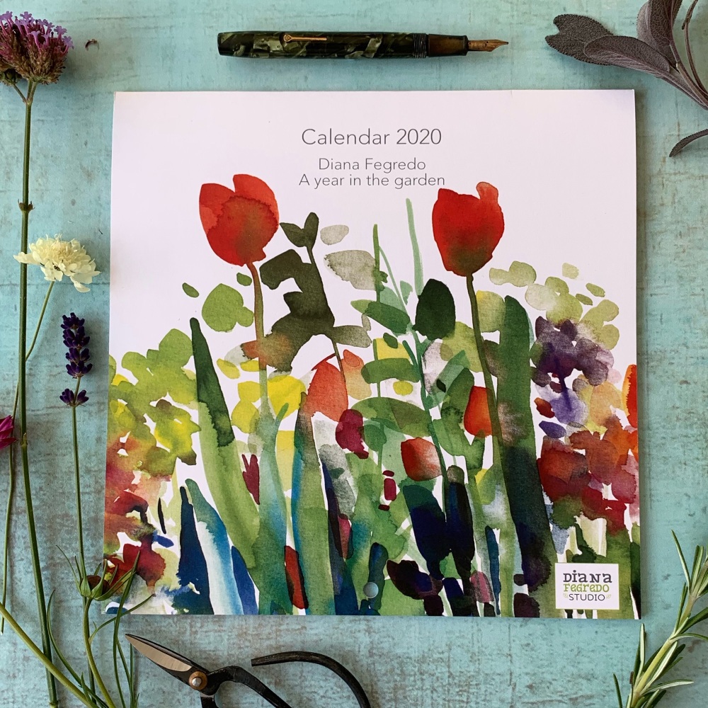 2020 Watercolour Flowers Wall Calendar